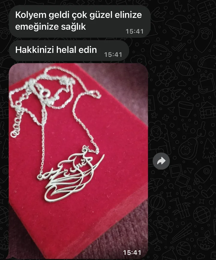 Customer message: the silver name necklace arrived, so beautiful