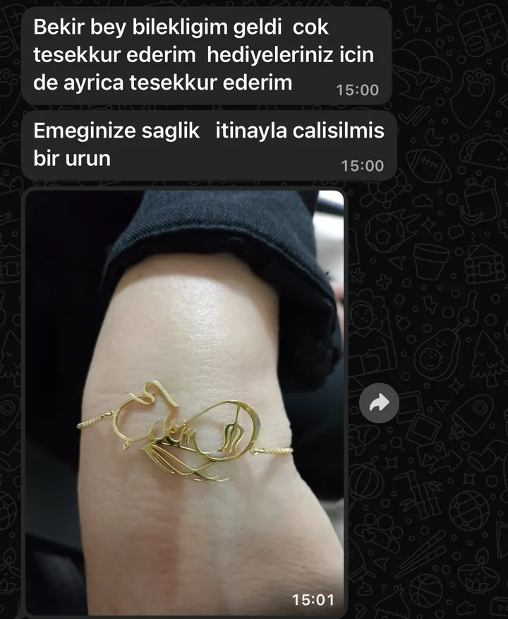 Customer message: bracelet, 'a carefully made piece'
